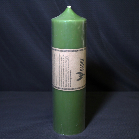 Свеча-колонна 22 см оливковая